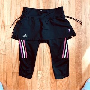 Adidas Skort Legging Tights, Black with Pink Stripe, size Medium